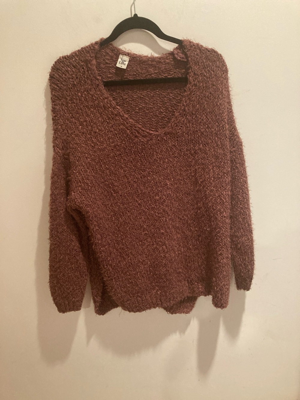 Sew In Love Plush V-Neck Sweater in Mauve
